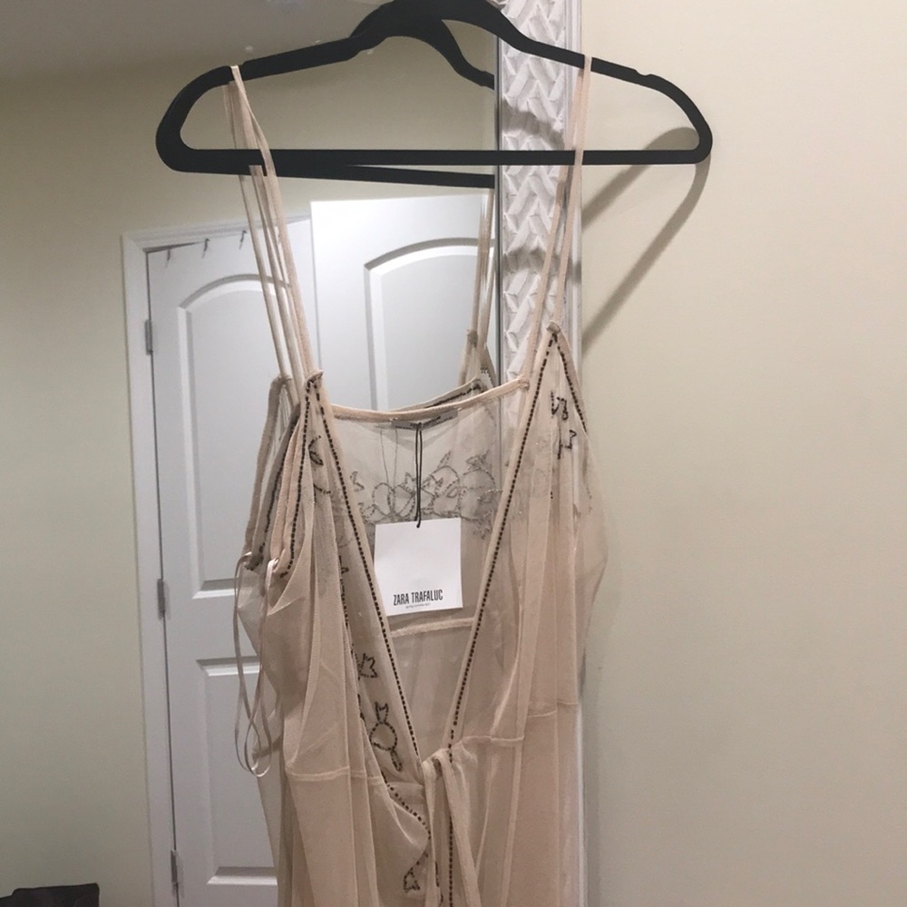 Zara Beaded Mesh Wrap Dress - Picture 1 of 4